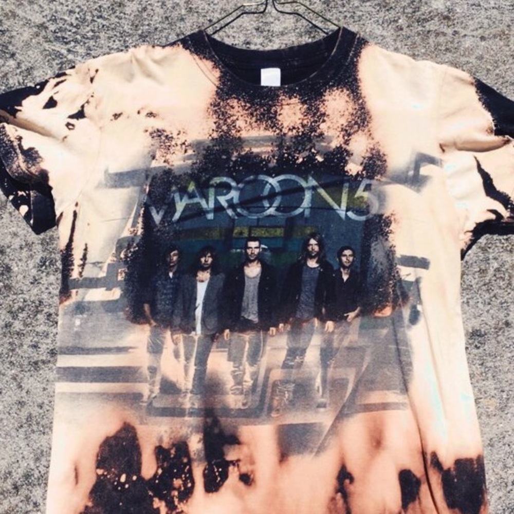 ✠ bLøndAgë💋Custom Bleach Dyed Maroon 5 2009 Tour Tshirt ✠